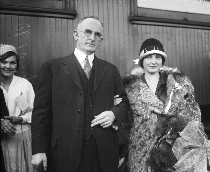 Acting mayor Phil Wright welcomes Josephine Lucchese home following appearances in New York and Philadelphia in the opera “Rigoletto,”  November 1926. (MS 359:  L-0698-F).  Lucchese (1893-1974), known as the “American Nightingale” in Europe, gave both opera and concert performances during the 1920s and 30s. 